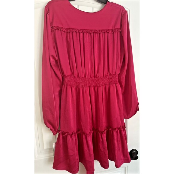 Taylor Women's Flowy Ruffled-Hem Tie-Waist Fit & Flare Dress Pink Fuchsia 6 - Picture 7 of 8